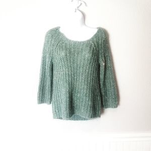Anthropologie Knitted & Knotted Sequin Knit Sweater Mint green knit